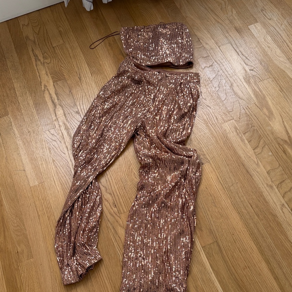 Fashion Nova Shimmering Brown Jumpsuit